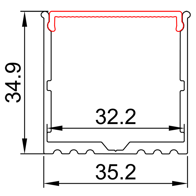 W35.2mm*H34.9mm (Inner Width 32.2mm) LED Aluminum Profile