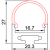 W20.3mm*H27mm (Inner Width 16.7mm) LED Aluminum Profile