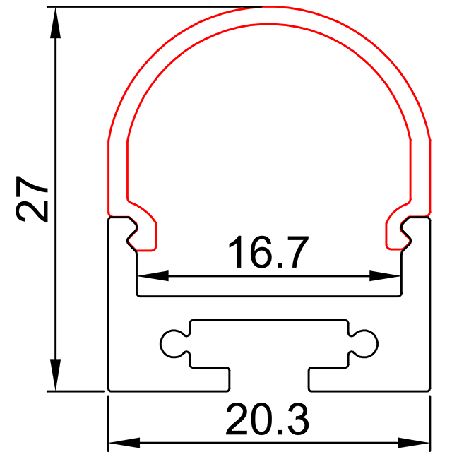 W20.3mm*H27mm (Inner Width 16.7mm) LED Aluminum Profile