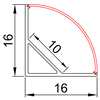 W16mm*H16mm (Inner Width 10mm) LED Aluminum Profile Triangle Shape
