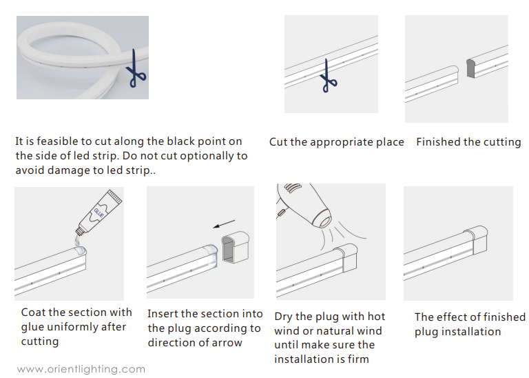 Cut the flexible LED strip lights Cut the flexible LED strip lights